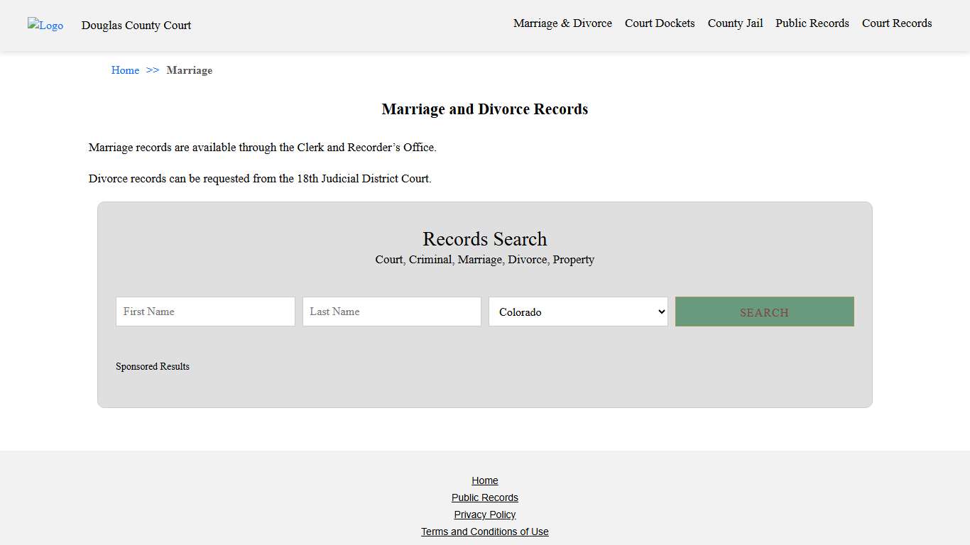 Marriage and Divorce Records Douglas County Court